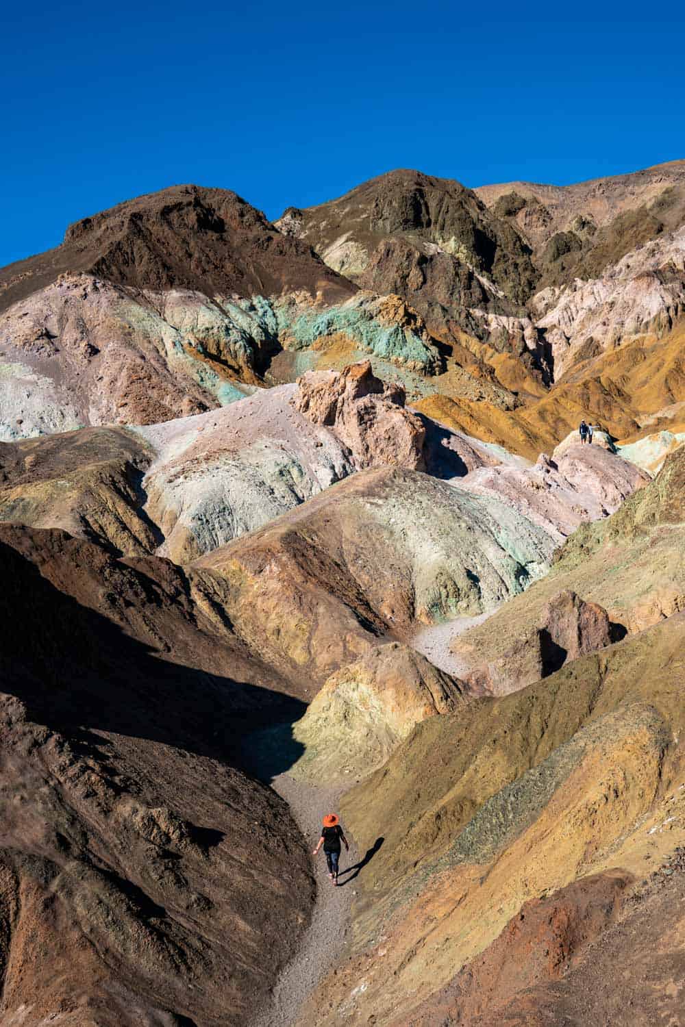 Walking through Artist's Palette in Death Valley