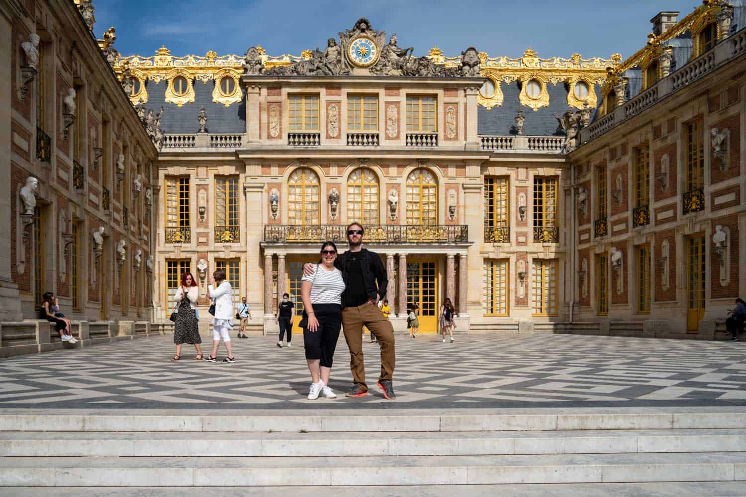 Amanda and Elliot posing at Versailles
