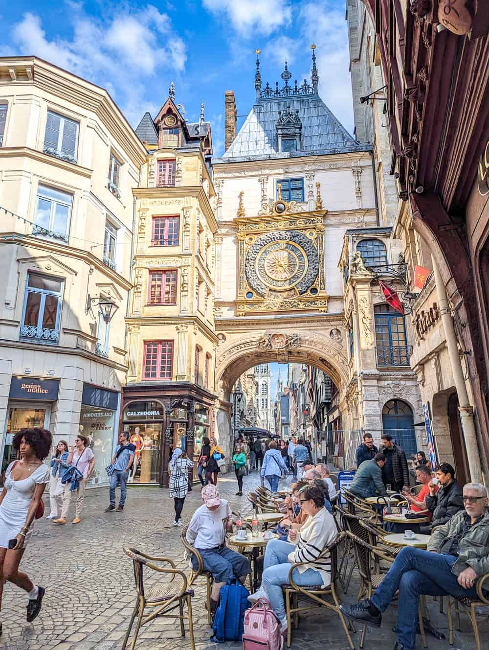 Busy street in Rouen, France