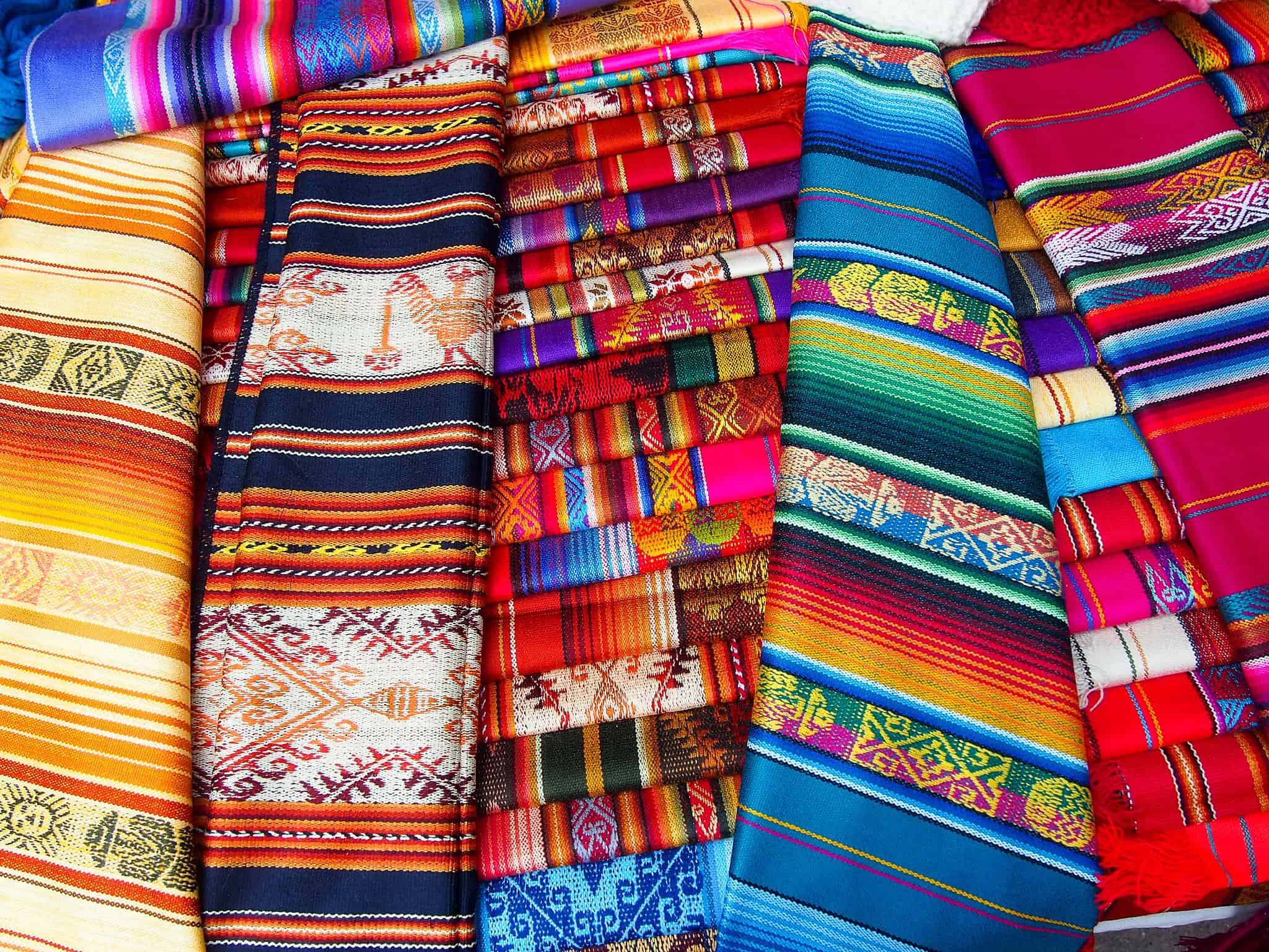 Colorful fabric at Otavalo Market